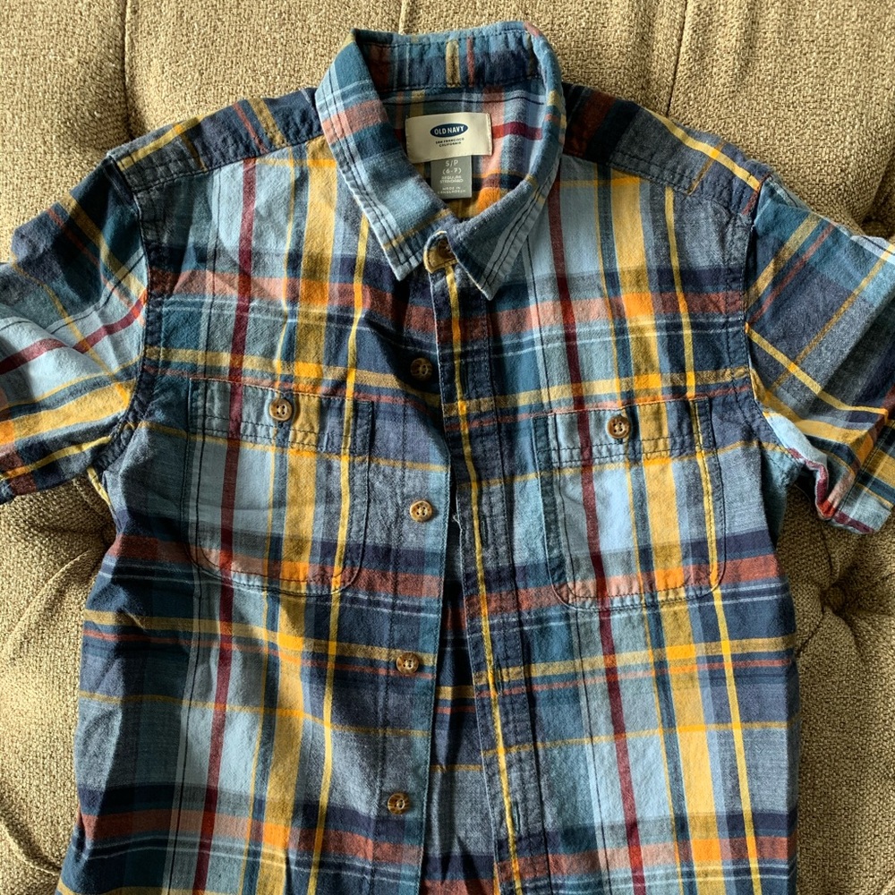 Plaid button down boys shirt